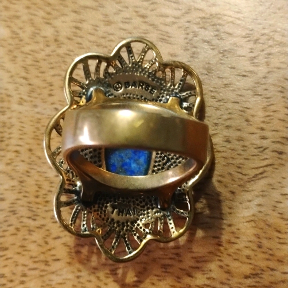 Studio Barse Lapis and Bronze Petal Ring, Size 8 - Picture 4 of 8